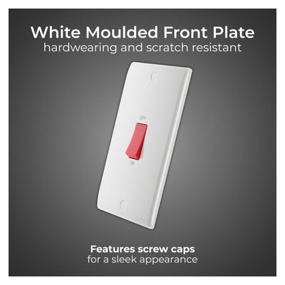 BG 873 Moulded Round Edge | White | 2 Gang 45A 2 Pole Cooker Switch