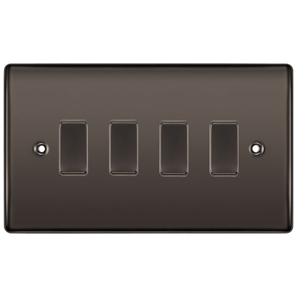 BG Black Nickel 4 Gang Light Switch 1x Intermediate 3x 2 Way Custom Switch