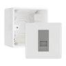 BG White Moulded Single RJ11 Telephone Socket Euro Module with 50mm Back Box - Grey Insert by British General (BG-EMRJ11G-1G-50)