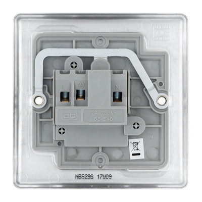 BG Nexus Brushed Steel 2A Unswitched Round Pin Socket with Surface Pattress Back Box