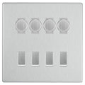BG Screwless Brushed Steel 8 Gang Switch 4x Trailing Edge LED Dimmer, 2x Intermediate, 2x 2-Way Switch