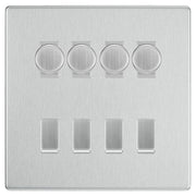 BG Screwless Brushed Steel 8 Gang Switch 4x Trailing Edge LED Dimmer, 2x Intermediate, 2x 2-Way Switch by British General (BG-SCRL-BS-8G-4x-Dimmer-2x-INT-2x-2Way)