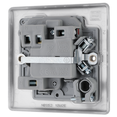 BG NBS53 Nexus Metal Brushed Steel 13A Flex Output Neon Switched Fused Spur Unit