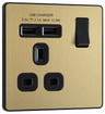 BG Evolve PCDSB21U2B Satin Brass 1 Gang 13A 2x-A Socket-Black Insert by British General (BG-PCDSB21U2B-Shopify-SA_1)