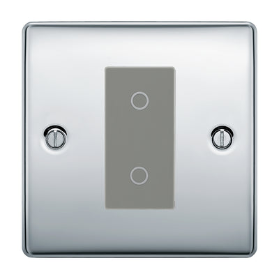 BG Nexus Polished Chrome Single Secondary Touch Dimmer Switch Grey Insert by British General (BG-EMTDSG+NPCEMS1)