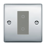 BG Nexus Polished Chrome Single Secondary Touch Dimmer Switch Grey Insert by British General (BG-EMTDSG+NPCEMS1)