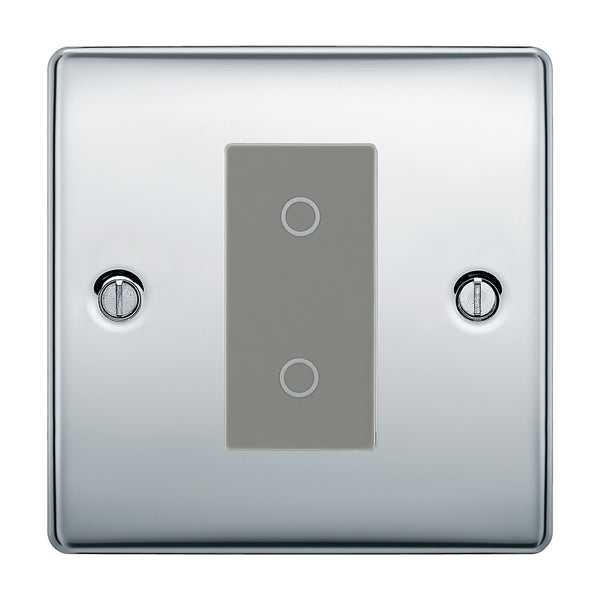 BG Nexus Polished Chrome Single Secondary Touch Dimmer Switch Grey Insert