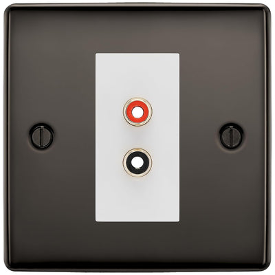 BG Nexus Black Nickel Euro Module RCA X 2 Outlet NBNRCA2W by British General (BG-NBNRCA2W)