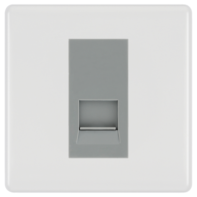 BG White Moulded Single Secondary Telephone Socket, Screw Terminal - Grey Insert by British General (BG-8EMS1+EMBTSSG)