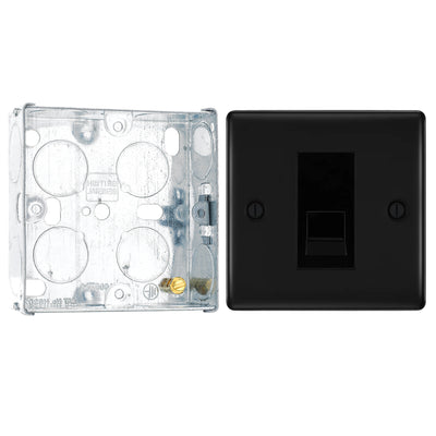 BG Nexus Matt Black Single RJ11 Data Outlet NFBRJ111 with 25mm Steel Back Box by British General (BG-NFBRJ111+HGS02)