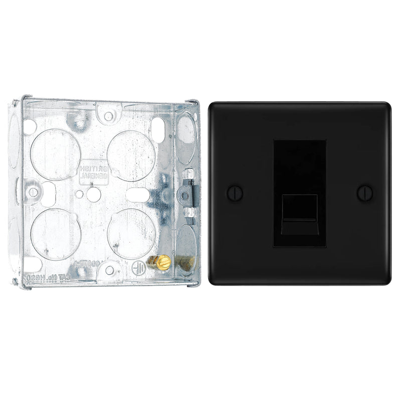 BG Nexus Matt Black Single RJ11 Data Outlet NFBRJ111 with 25mm Steel Back Box