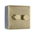 BG Nexus Antique Brass 200W 2 Way Trailing Edge Double Dimmer Switch with Surface Pattress Back Box