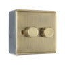 BG Nexus Antique Brass 200W 2 Way Trailing Edge Double Dimmer Switch with Surface Pattress Back Box by British General (BG-NAB82+MC501)