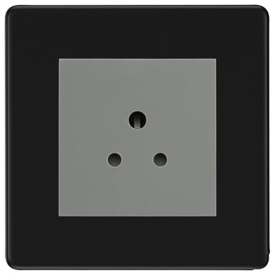 BG Flatplate Screwless Matt Black 2A Unswitched Socket FFB28MG by British General (BG-FFB28MG)