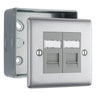 BG Nexus Brushed Steel Double RJ45 Data Outlet with Surface Pattress Back Box by British General (BG-NBSRJ452+MC501)