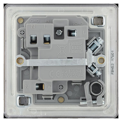 BG Screwless Black Nickel 13A Switched Spur + Neon + Cable Outlet FBN53 with 25mm Steel Back Box