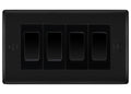 BG Nexus Matt Black 4 Gang 20AX 2-Way Switch Custom Grid - Black Insert