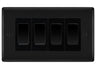BG Nexus Matt Black 4 Gang 20AX 2-Way Switch Custom Grid - Black Insert by British General (BG-Nexus-FB-4G-Combo-4x 2WAY-BL)