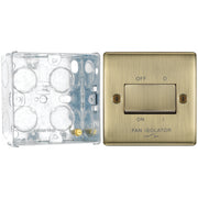 BG Nexus Antique Brass 10A Triple Pole Fan Isolator Switch NAB15 with 35mm Steel Back Box