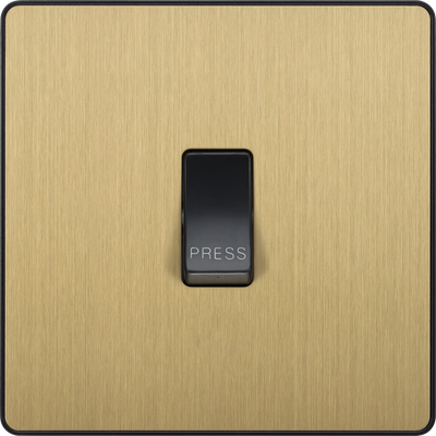 BG Evolve PCDSB14B Satin Brass 10AX 1 Way Press Switch-Black Insert