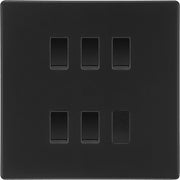 BG Matt Black Screwless 5 Gang Intermediate Light Switch Custom Grid + Back Box by British General (BG-SCL-MB-5G-CUSTOM-5x INT SWITCH)