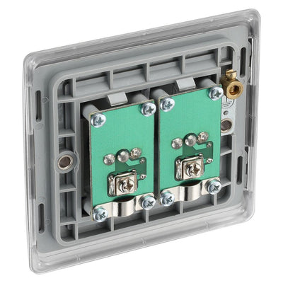 BG Nexus Brushed Steel Double Isolated Co-Axial Socket NBS63 with 35mm Steel Back Box