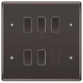 BG Black Nickel 5 Gang Intermediate Custom Grid Light Switch with Back Box Included