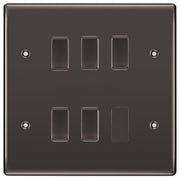 BG Black Nickel 5 Gang Intermediate Custom Grid Light Switch with Back Box Included by British General (BG-NEXUS-BN-5G-CUSTOM-5x-INT-SWITCH)