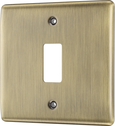 BG RNAB1 Nexus Metal Antique Brass 1 Module Grid Front Plate by British General (BG-RNAB1)