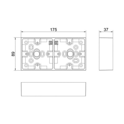 BG 909 Moulded Square Edge | White | 37mm | 2x 1 Gang Dual Surface Pattress by British General (BG-909)