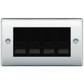 BG Nexus Polished Chrome 4 Gang IDC Secondary Telephone Socket - Black Insert