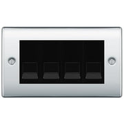 BG Nexus Polished Chrome 4 Gang IDC Secondary Telephone Socket - Black Insert by British General (BG-NPCBTS4B)