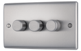 NBS83 Front -This trailing edge triple dimmer switch from British General allows you to control your light levels and set the mood.