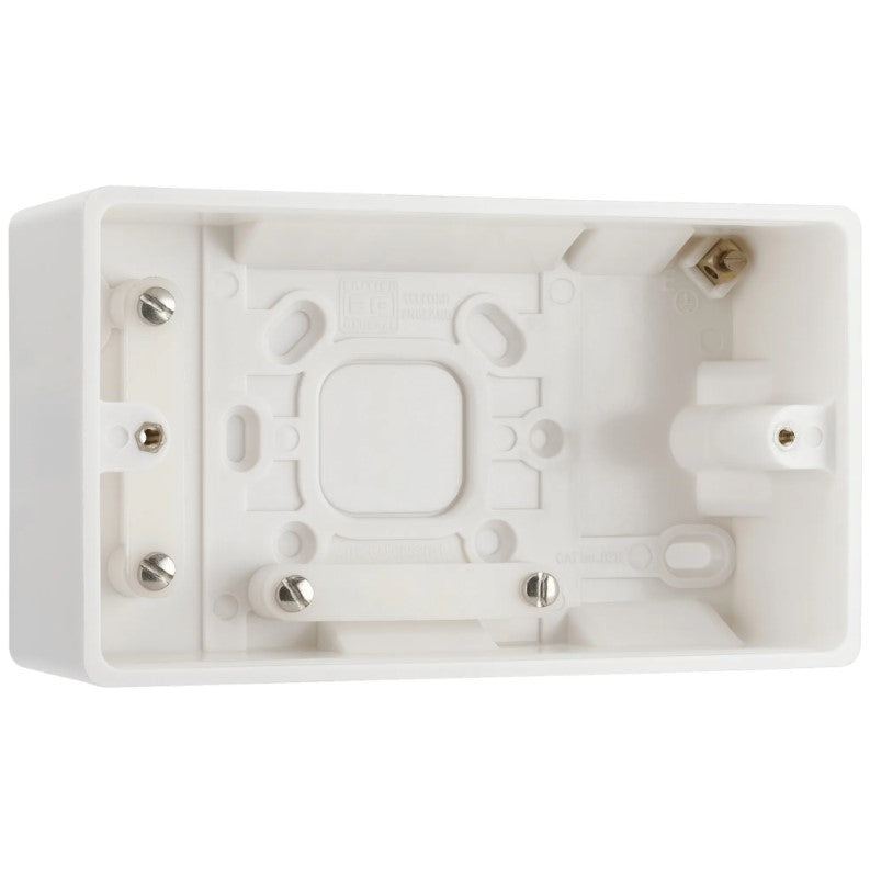 BG 878 Moulded White Round Edge 2 Gang 50mm | Surface Box