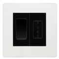 BG Evolve Pearlescent White 20A Double Pole Switch & 13A Fused Spur Plate | Black Insert