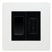 BG Evolve Pearlescent White 20A Double Pole Switch & 13A Fused Spur Plate | Black Insert