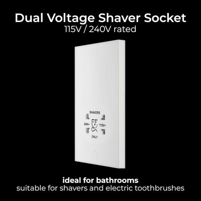 BG 940 Moulded Square Edge | White | 115-230V Dual Voltage Shaver Socket