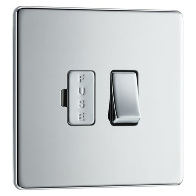 BG Screwless Polished Chrome 13A Switched Spur FPC50 with 35mm Steel Back Box