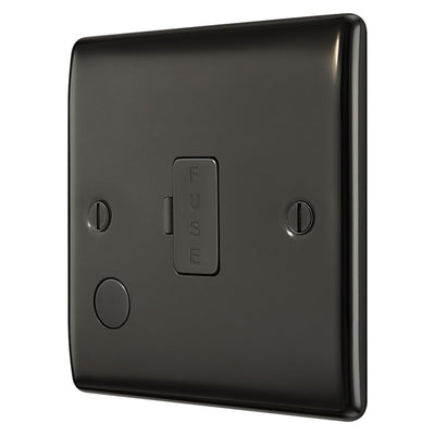 BG Nexus Black Nickel 13A Unswitched Spur + Cable Outlet NBN55 with 35mm Steel Back Box