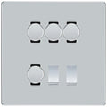 BG Screwless Polished Chrome 6 Gang Light Switch 4x Trailing Edge LED Dimmer, 1x Intermediate, 1x 2-Way Switch