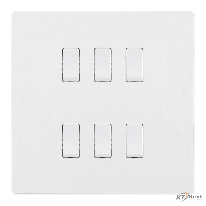 BG Evolve Pearlescent White 6 Gang Custom Grid Light Switch