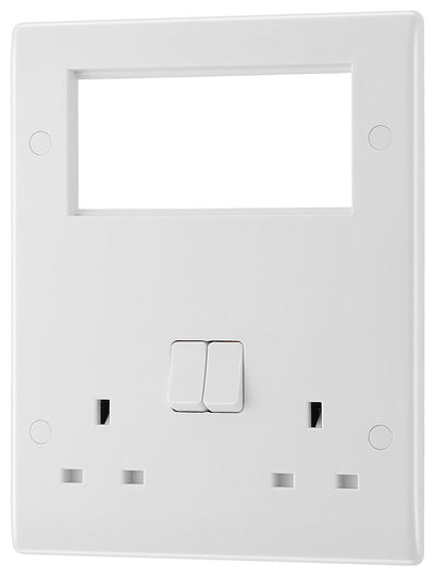 BG 822EM4 Rounded Edge | White | 2 Gang 4 Module Euro Module Combination Plate by British General (BG-822EM4)