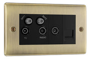 BG NAB69 Nexus Metal | Antique Brass | Quadplex 2x Satellite BT and Co-Axial Socket by British General (BG-NAB69)