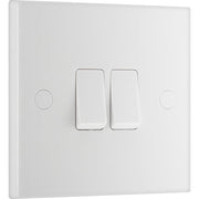 BG 942 Moulded Square Edge | White | 2 Gang 10AX 2 Way Plate Switch by British General (BG-942)