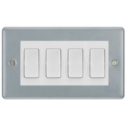 BG Metal Clad 4 Gang 20AX 2 Way Light Switch - White Insert