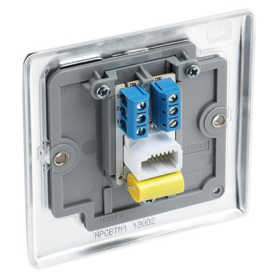 BG Nexus Polished Chrome Single Master Telephone Socket NPCBTM1 with 35mm Steel Back Box