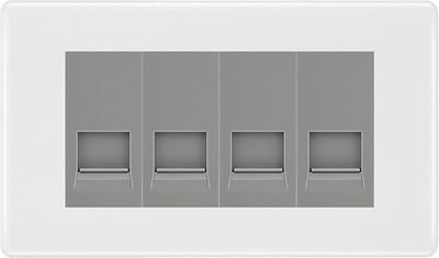 BG White Moulded 4 Gang RJ11 Telephone Socket Euro Module - Grey Insert by British General (BG-NWMRJ114G)