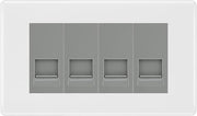 BG White Moulded 4 Gang RJ11 Telephone Socket Euro Module - Grey Insert by British General (BG-NWMRJ114G)
