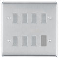 BG Brushed Steel 7 Gang Intermediate Custom Grid Light Switch with Back Box Included