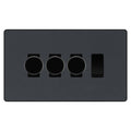 BG Evolve Matt Grey 4 Gang Light Switch 3x Trailing Edge LED Dimmer 1x 2 Way Custom Switch